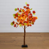 4' Pre-Lit Shades of Autumn Maple Artificial Fall Tree with 180 Warm White LED Lights