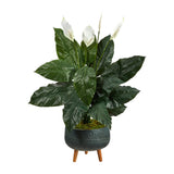 4’ Spathiphyllum Artificial Plant in Black Planter with Stand