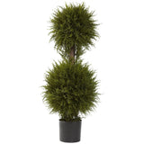 40” Cedar Double Ball Topiary w/Lights