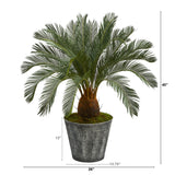40” Cycas Artificial Tree in Black Embossed Tin Planter