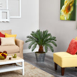 40” Cycas Artificial Tree in Decorative Tin Bucket