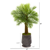 40” Robellini Palm Artificial Tree in Ribbed Metal Planter