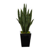 40” Sansevieria Artificial Plant in Black Metal Planter