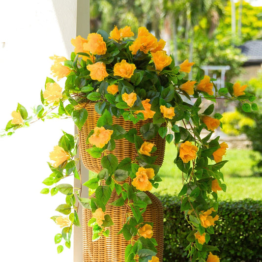41" UV Resistant Artificial Hibiscus Hanging Plant (Indoor/Outdoor) - Set of 2