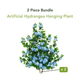 41" UV Resistant Artificial Hydrangea Hanging Plant (Indoor/Outdoor) - Set of 2