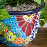 42” UV Resistant Artificial Philodendron in Handmade Mexican Talavera Ceramic Planter (Indoor/Outdoor)