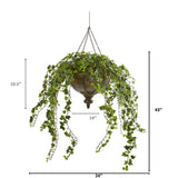 43” Ivy Artificial Hanging Plant in Hanging Metal Bowl