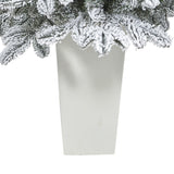 44” Flocked North Carolina Fir Artificial Christmas Tree with 150 Warm White Lights and 545 Bendable Branches in Planter