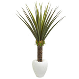 4.5' Agave Artificial Plant in White Planter