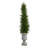 4.5’ Cypress Artificial Tree in Decorative Urn UV Resistant (Indoor/Outdoor)
