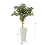 4.5’ Golden Cane Artificial Palm Tree in Tall White Planter