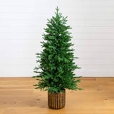4.5' Pre-Lit Artificial Christmas Tree in Decorative Planter with 400 LED Lights
