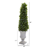 45” Sweet Bay Cone Topiary Artificial Tree in Decorative Gray Urn