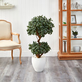 45” Sweet Bay Double Ball Topiary Artificial Tree in White Planter