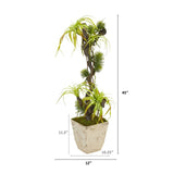 45” Tillandsia Artificial Plant in Country White Planter
