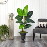 4.5’ Traveler's Palm Artificial Tree in Charcoal Urn