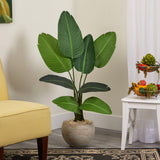 45” Traveler's Palm Artificial Tree in Sand-Colored Planter