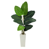 4.5’ Traveler's Palm Artificial Tree in White Planter