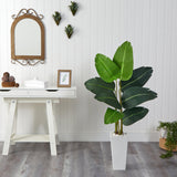 4.5’ Traveler's Palm Artificial Tree in White Planter