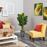 4.5’ Triple Stalk Artificial Banana Tree in Vintage Metal Planter (Real Touch)