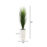 4.5’ UV Resistant Artificial Grass Plant in White Tower Planter (Indoor/Outdoor)