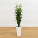 4.5’ UV Resistant Artificial Grass Plant in White Tower Planter (Indoor/Outdoor)