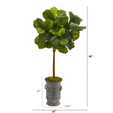 46” Fiddle Leaf Artificial Tree in Vintage Metal Planter (Real Touch)