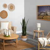 46” Sansevieria Artificial Plant in Boho Chic Handmade Cotton & Jute White Woven Planter