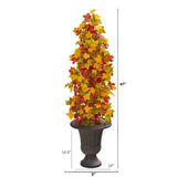 47” Autumn Maple Artificial Tree in Decorative Brown Urn