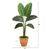 49” Traveler’s Palm Artificial Plant in Terra-Cotta Planter (Real Touch)