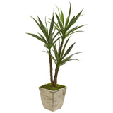 49” Triple Yucca Artificial Plant in Country White Planter