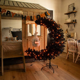 4' Pre-Lit Artificial Halloween Black Moon & Skull Tree with 250 Orange & Purple LED Lights