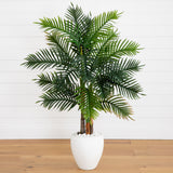 5’ Areca Palm Artificial Tree in White Planter (Real Touch)