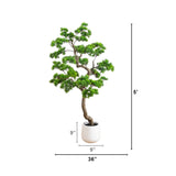 5’ Artificial Bonsai Style Cedar Tree in Decorative White Planter