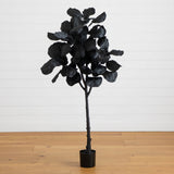 5' Artificial Halloween Black Fiddle Leaf Tree