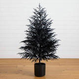 5' Artificial Halloween Real Touch Black Norfolk Pine Christmas Tree with Natural Look