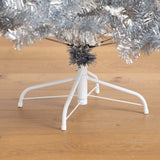 5’ Artificial Silver Tinsel Holiday Santa's Hat Christmas Tree with Star Topper