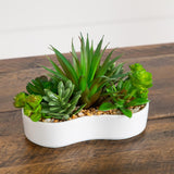 5" Artificial Succulent Garden in Ceramic White Planter -Set of 2