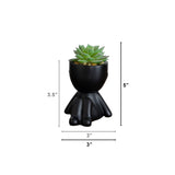 5" Artificial Succulent Plants in Plyaful Decorative Black Planters - Set of 3