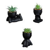 5" Artificial Succulent Plants in Plyaful Decorative Black Planters - Set of 3