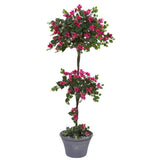 5’ Bougainvillea Artificial Topiary Tree in Gray Planter