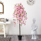 5' Artificial Pink Cherry Blossom Tree
