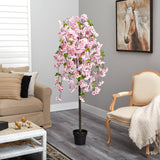 5' Artificial Pink Cherry Blossom Tree