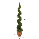 5’ Cypress Artificial Spiral Topiary Tree in Terra-Cotta Planter