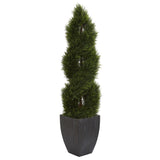 5’ Double Cypress Spiral Topiary Artificial Tree in Black Planter (Indoor/Outdoor)