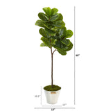 5’ Fiddle Leaf Artificial Tree in Tin Bucket