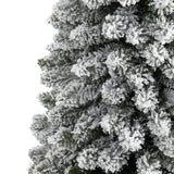 5’ Flocked Pencil Artificial Christmas Tree with 318 Bendable Branches