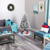 5' Flocked White River Mountain Pine Artificial Christmas Tree with Pinecones