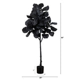 5' Artificial Halloween Black Fiddle Leaf Tree