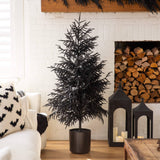 5' Artificial Halloween Real Touch Black Norfolk Pine Christmas Tree with Natural Look
